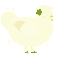 A white chicken with a lace pattern