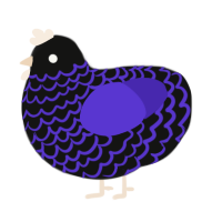 A black and indigo chicken with a lace pattern