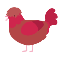 A red and crimson chicken with a head pattern