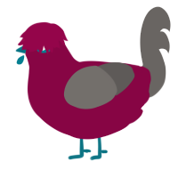 Juvenile Delinquent, a maroon and grey chicken