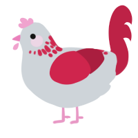 A mist and crimson chicken with a neck-speckle pattern