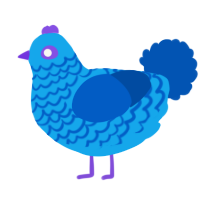 A sky and ultramarine chicken with a lace pattern