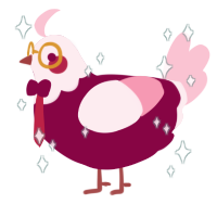 Rhia, a maroon and rose chicken with a head pattern