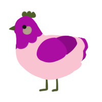A rose and plum chicken with a head pattern
