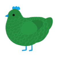 A viridian chicken with a lace pattern