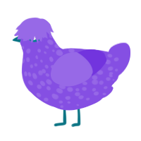 A blurple chicken with a speckle pattern