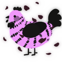 A lavender and black chicken with a bar pattern