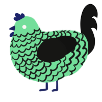 A spring and black chicken with a lace pattern