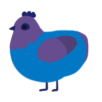 Inky, a sapphire and overcast chicken with a head pattern