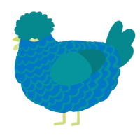 (unnamed), a sapphire and teal chicken with a lace pattern