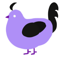 Taro, a lilac and black chicken