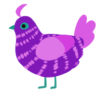A violet and orchid chicken with a bar pattern