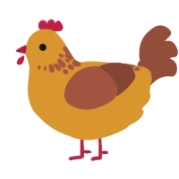 A orange and russet chicken with a neck-speckle pattern