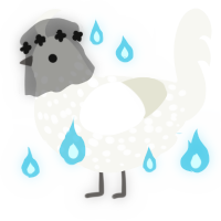 幽霊, a white chicken with a speckle pattern