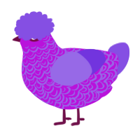 A amethyst and blurple chicken with a double-lace pattern