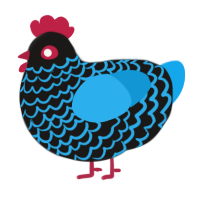 A sable and sky chicken with a lace pattern