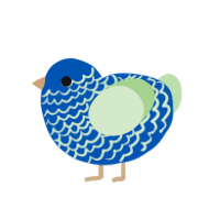 Blueby, a ultramarine and gluppy chicken with a lace pattern