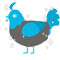 A grey and cerulean chicken with a head pattern