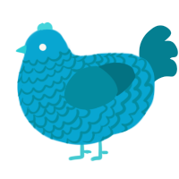 A cerulean and sea chicken with a lace pattern