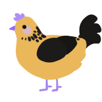 Tigercake, a honey and sable chicken with a neck-speckle pattern