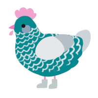 tidebed, a teal and mist chicken with a lace pattern