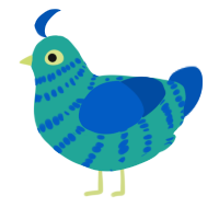 A turquoise and ultramarine chicken with a bar pattern