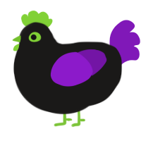 Stitches, a sable and violet chicken