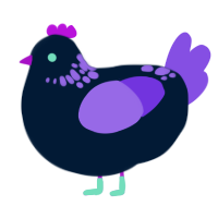 A tumblr and blurple chicken with a neck-speckle pattern