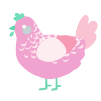 A pink and rose chicken with a half-lace pattern