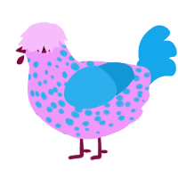 A lavender and sky chicken with a speckle pattern