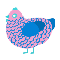A pink and sapphire chicken with a lace pattern
