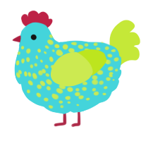 (unnamed), a aqua and lime chicken with a speckle pattern