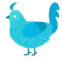 A aqua and cerulean chicken with a double-lace pattern