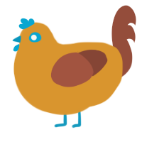 bubbles, a orange and russet chicken