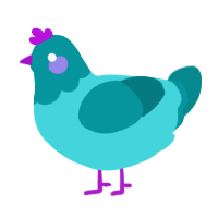 A cerulean and teal chicken with a head pattern