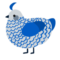 Sleepy, a mist and ultramarine chicken with a lace pattern