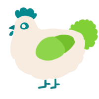 A cream and grass chicken