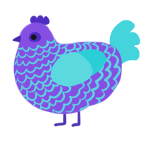 (unnamed), a blurple and aqua chicken with a lace pattern