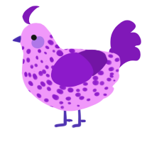 A lavender and violet chicken with a speckle pattern