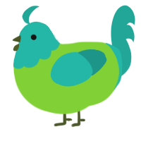(unnamed), a grass and turquoise chicken with a head pattern