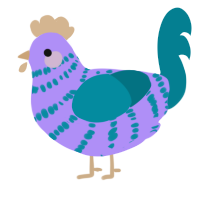 A lilac and sea chicken with a bar pattern