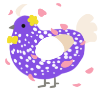 A blurple and cream chicken with a speckle pattern