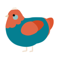 sunscreen, a sea and vermilion chicken with a head pattern