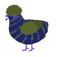 A navy and olive chicken with a bar pattern
