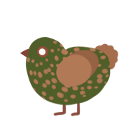 A olive and brown chicken with a speckle pattern