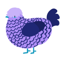 A lilac and navy chicken with a lace pattern