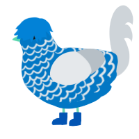 Hartley, a sapphire and mist chicken with a lace pattern