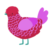 A crimson and orchid chicken with a lace pattern