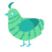 A spring and turquoise chicken with a bar pattern