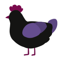 Molière the Abrupt, a black and overcast chicken